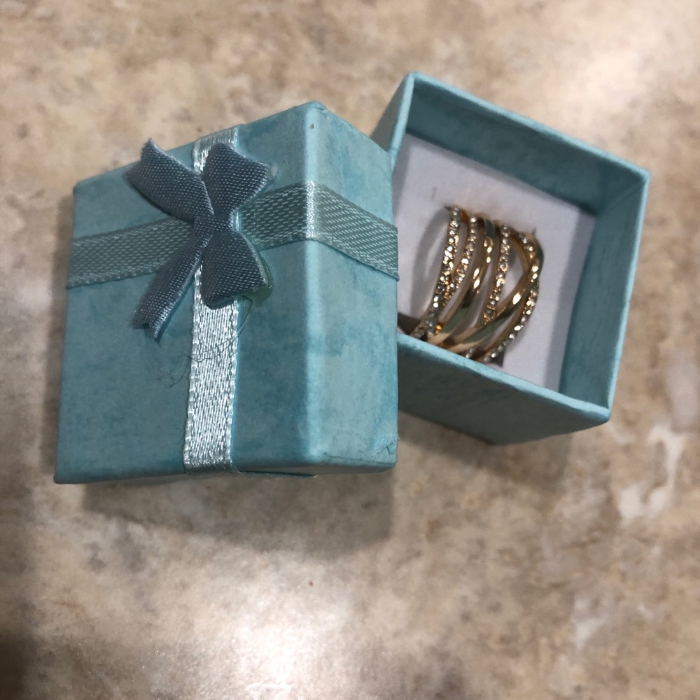 ✔️NEW 925 Plated Gold Wrap Ring 💫Sapphire&Sparkles! - Picture 4 of 6